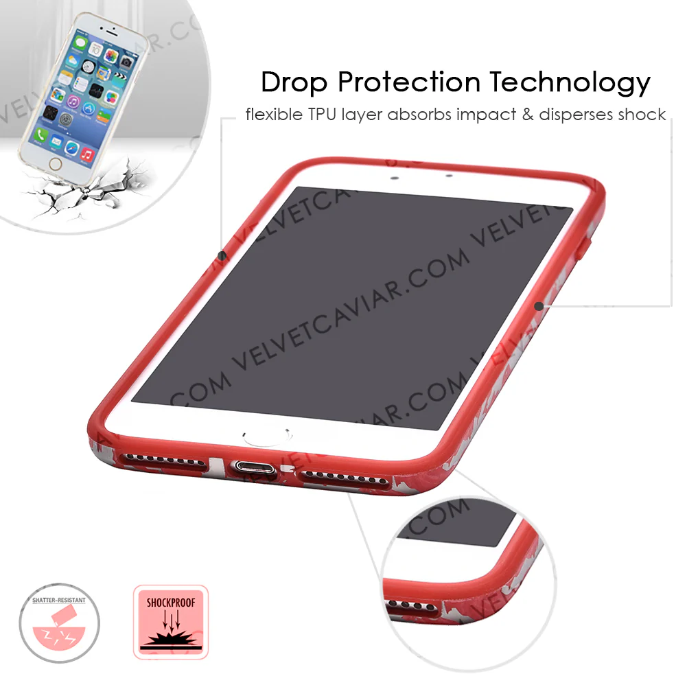 Red Marble Silver Chrome iPhone Case - Image 26