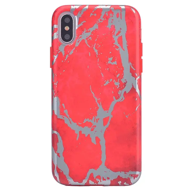 Red Marble Silver Chrome iPhone Case - Image 29