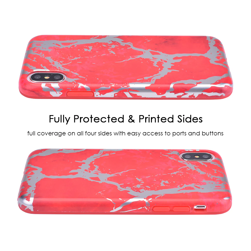 Red Marble Silver Chrome iPhone Case - Image 32