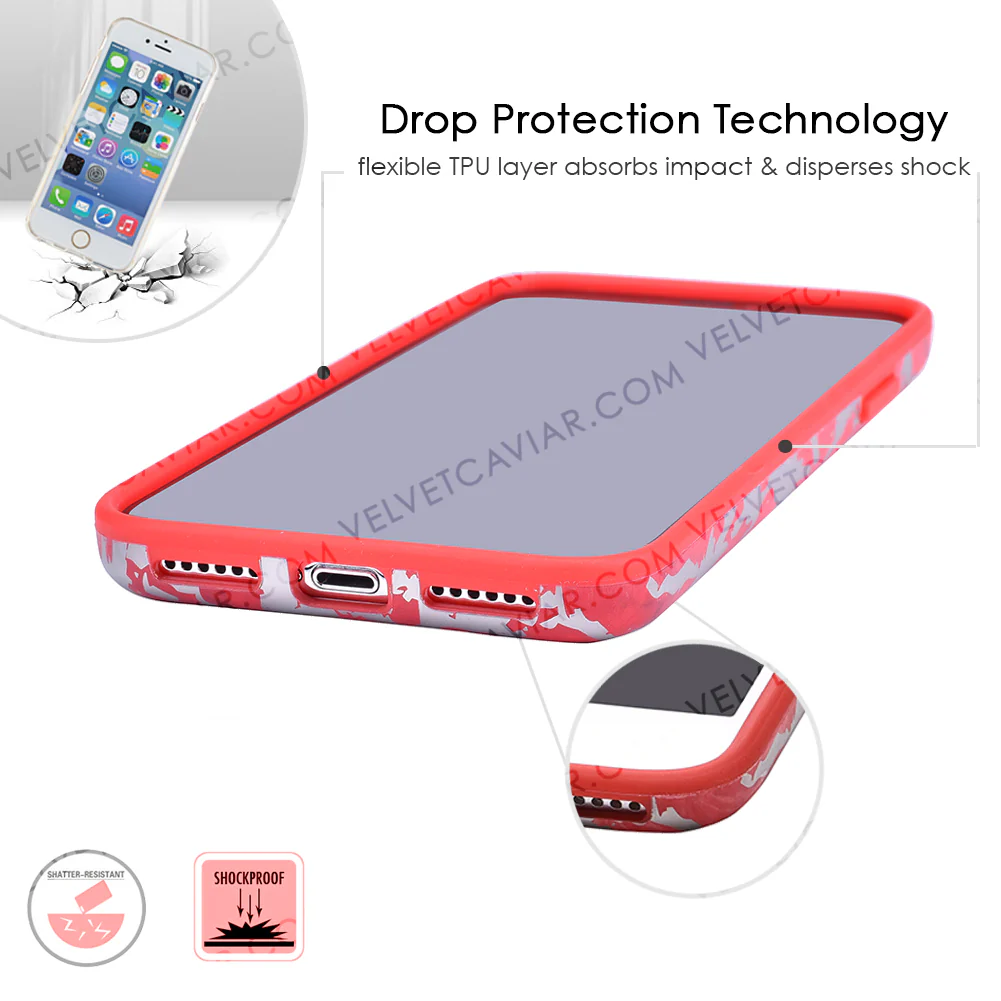 Red Marble Silver Chrome iPhone Case - Image 33