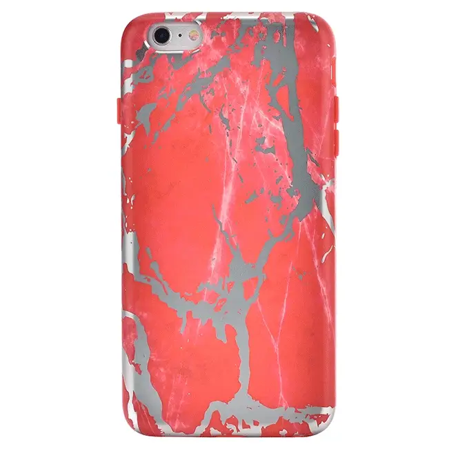 Red Marble Silver Chrome iPhone Case - Image 36