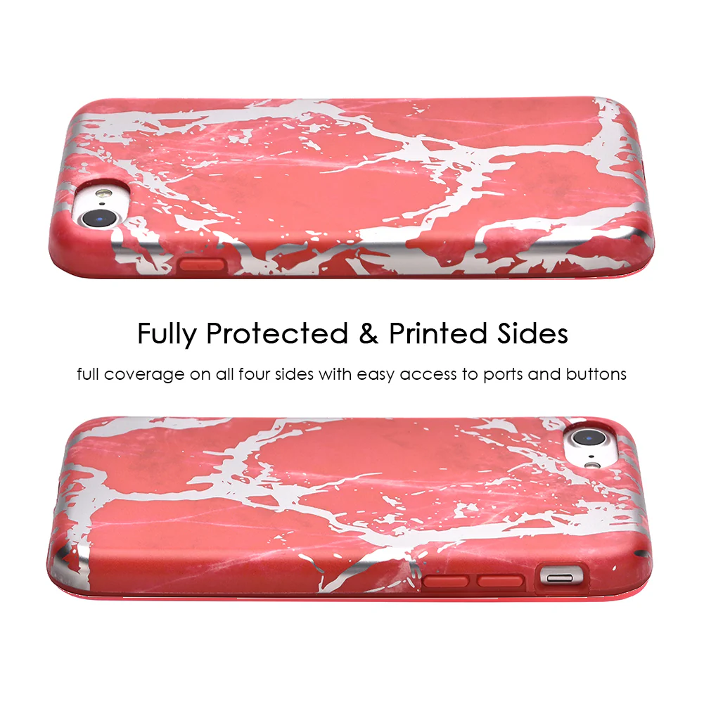 Red Marble Silver Chrome iPhone Case - Image 4