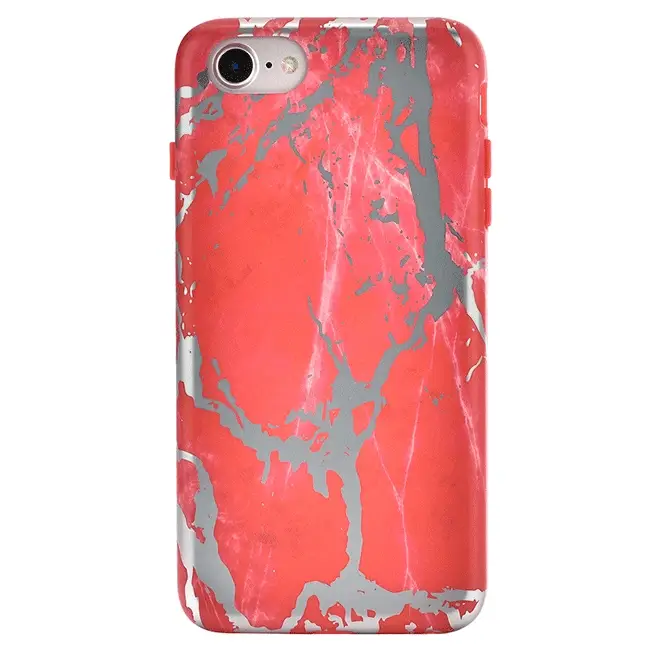 Red Marble Silver Chrome iPhone Case - Image 8