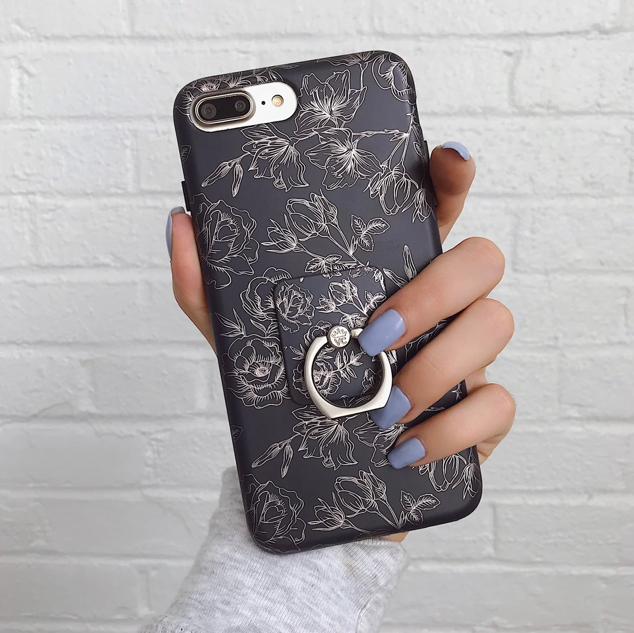Rose Gold Chrome Floral Phone Ring - Image 2