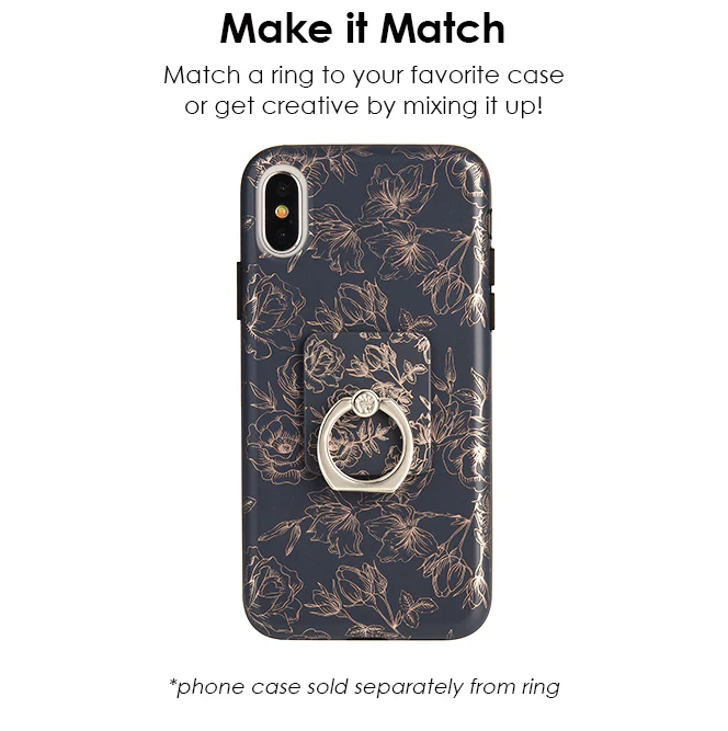 Rose Gold Chrome Floral Phone Ring - Image 3