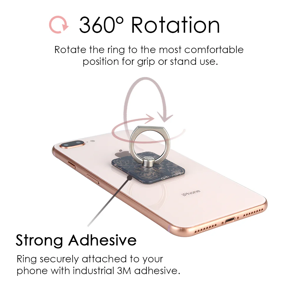 Rose Gold Chrome Floral Phone Ring - Image 4