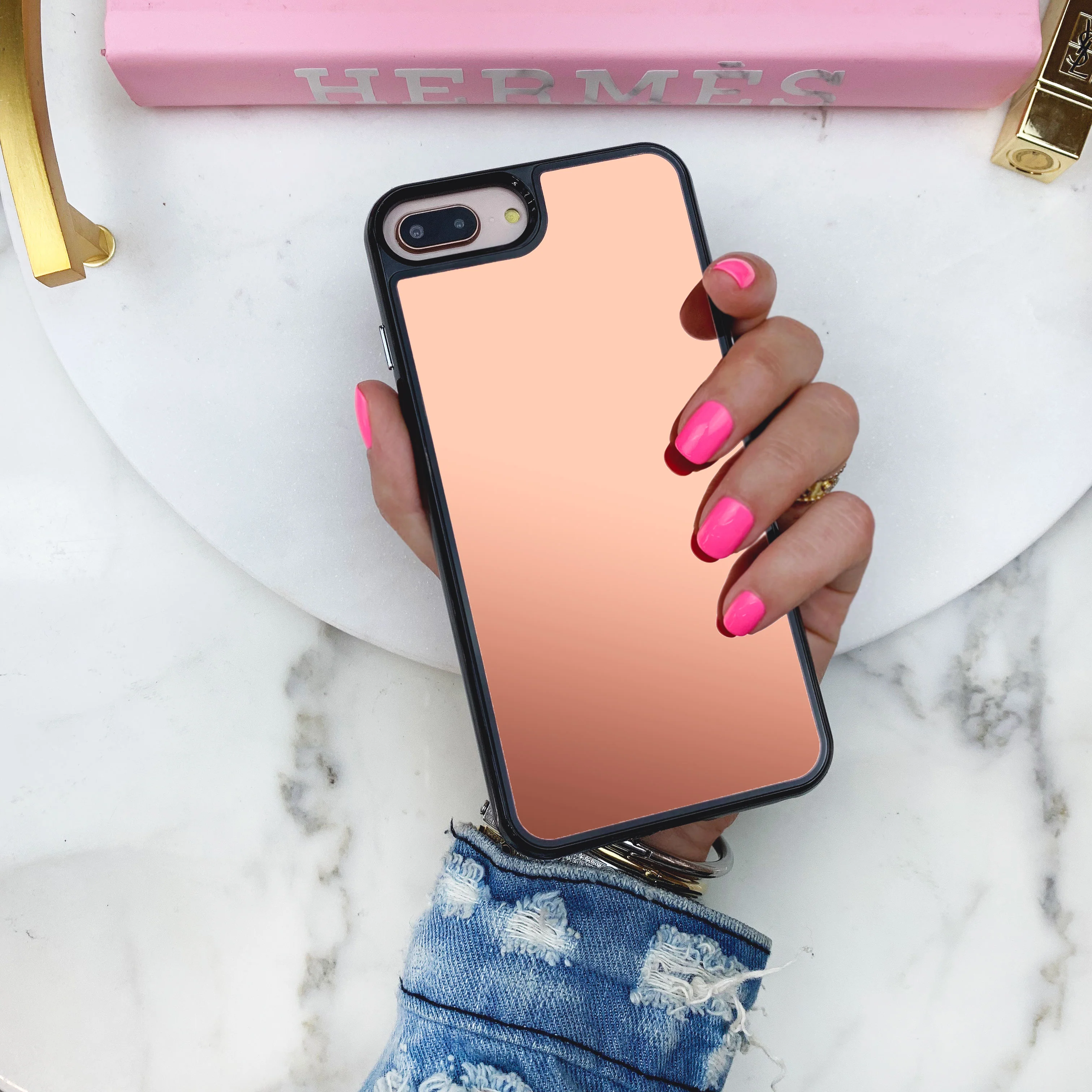 Rose Gold Reflective Mirror iPhone Case - Image 20