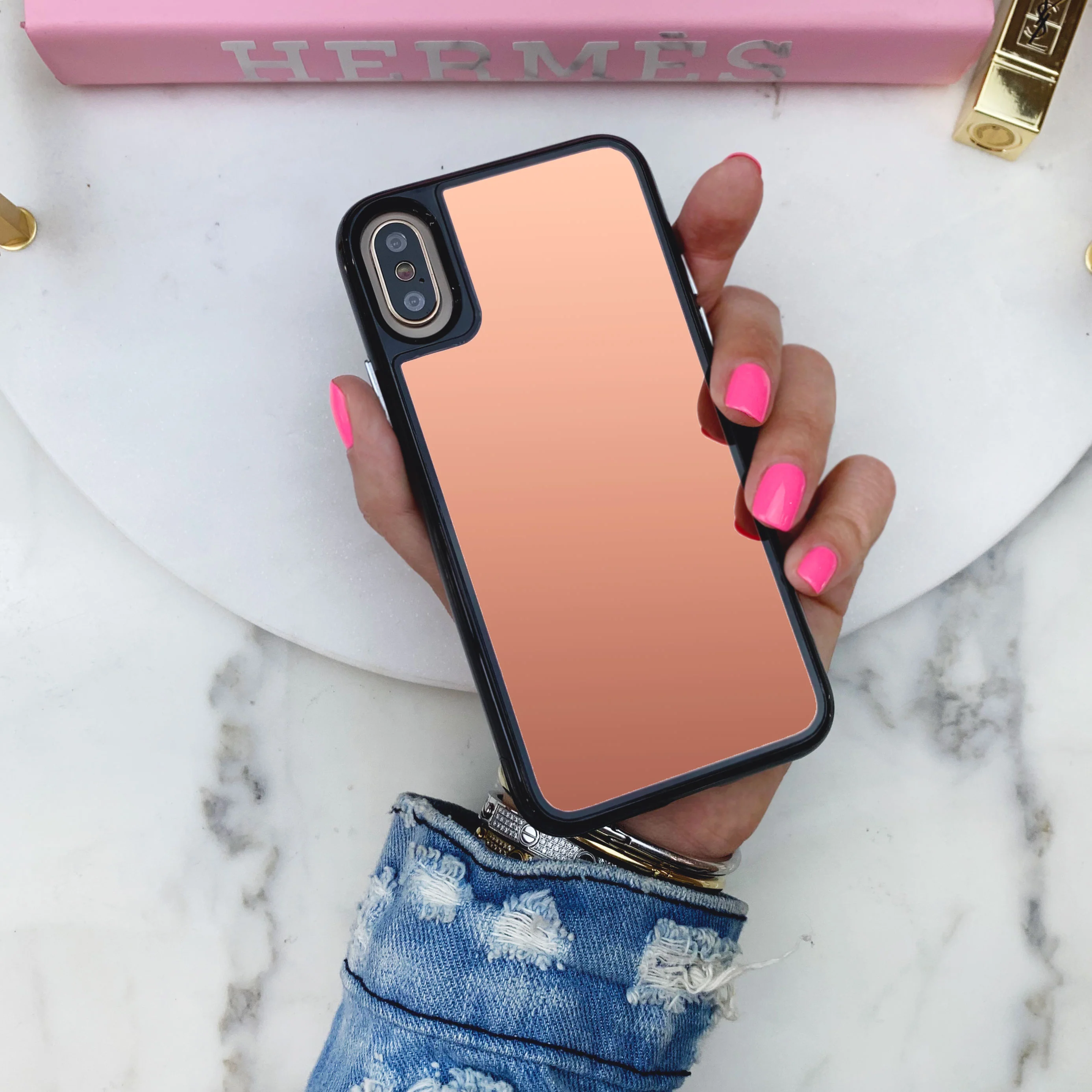 Rose Gold Reflective Mirror iPhone Case - Image 26