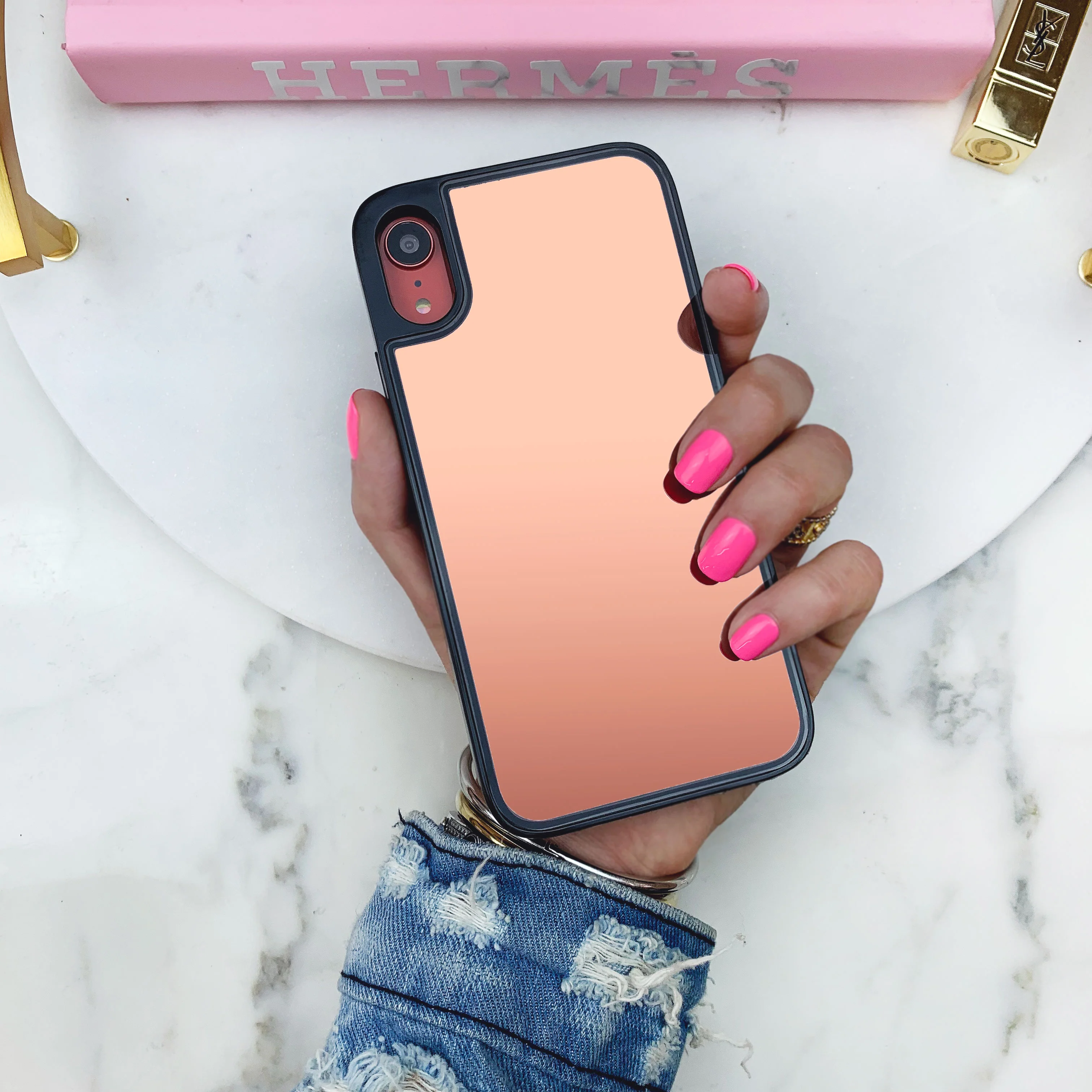 Rose Gold Reflective Mirror iPhone Case - Image 38