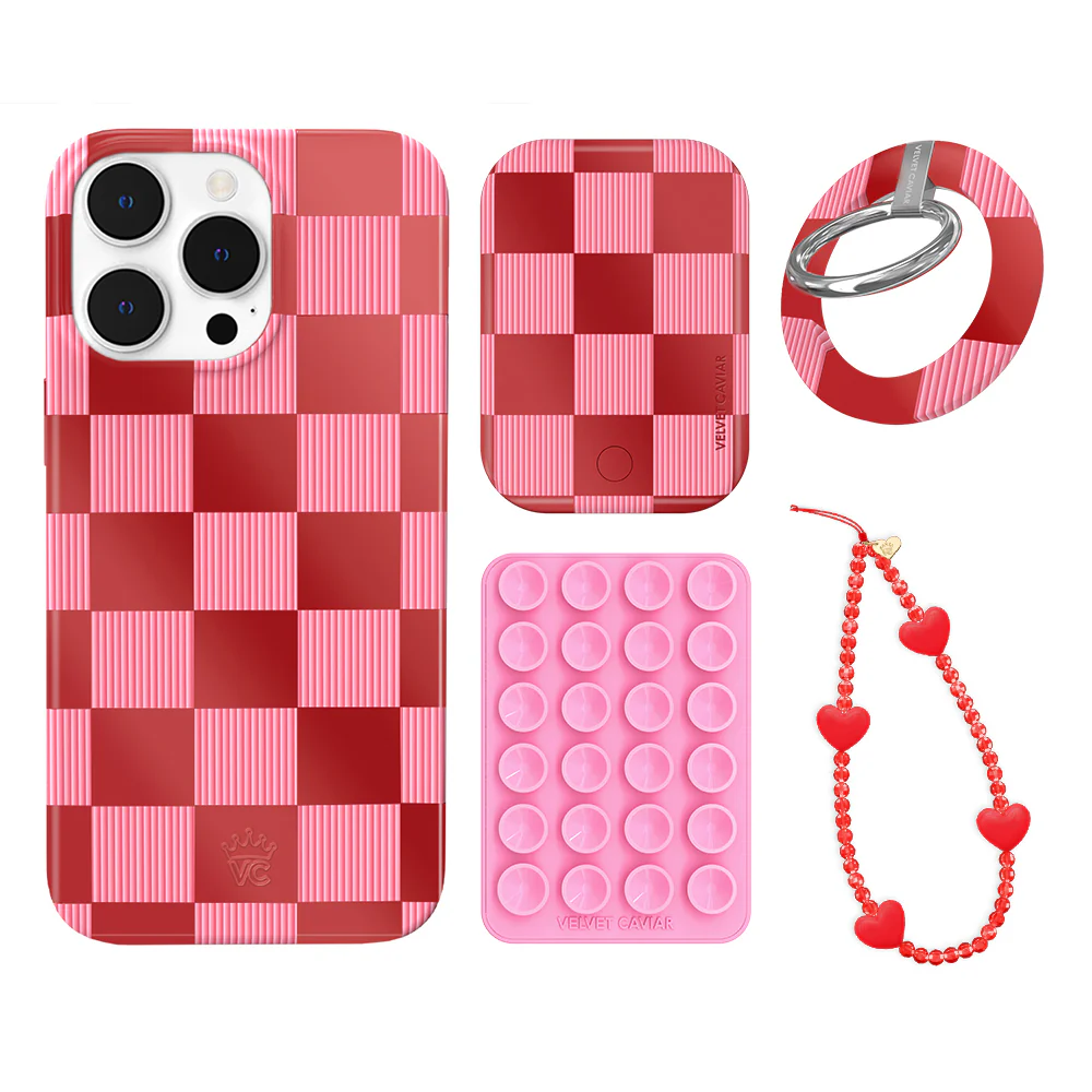 Rose Vibe Checkered iPhone Bundle Set - Grip - Image 10
