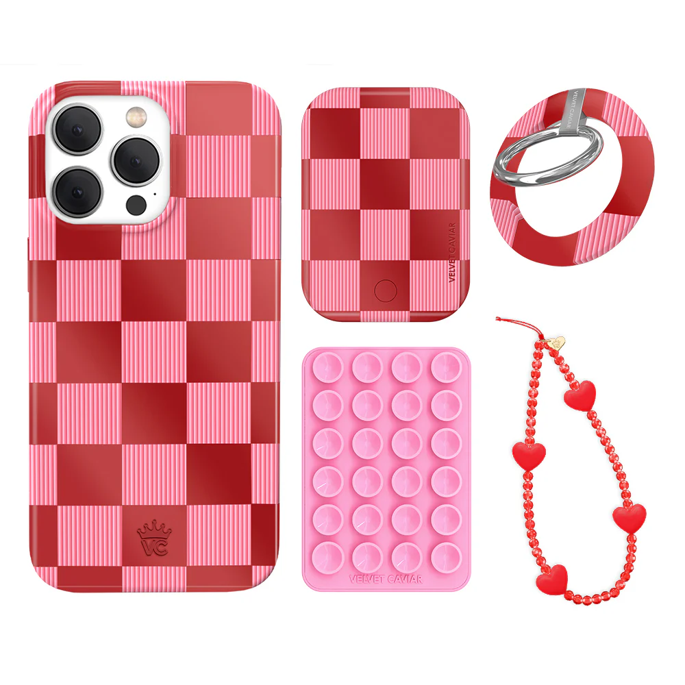 Rose Vibe Checkered iPhone Bundle Set - Grip - Image 15