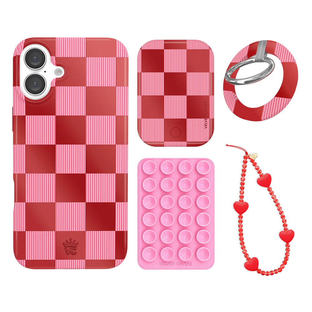 Rose Vibe Checkered iPhone Bundle Set - Grip - Image 17