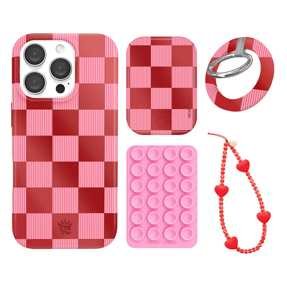 Rose Vibe Checkered iPhone Bundle Set - Grip - Image 19