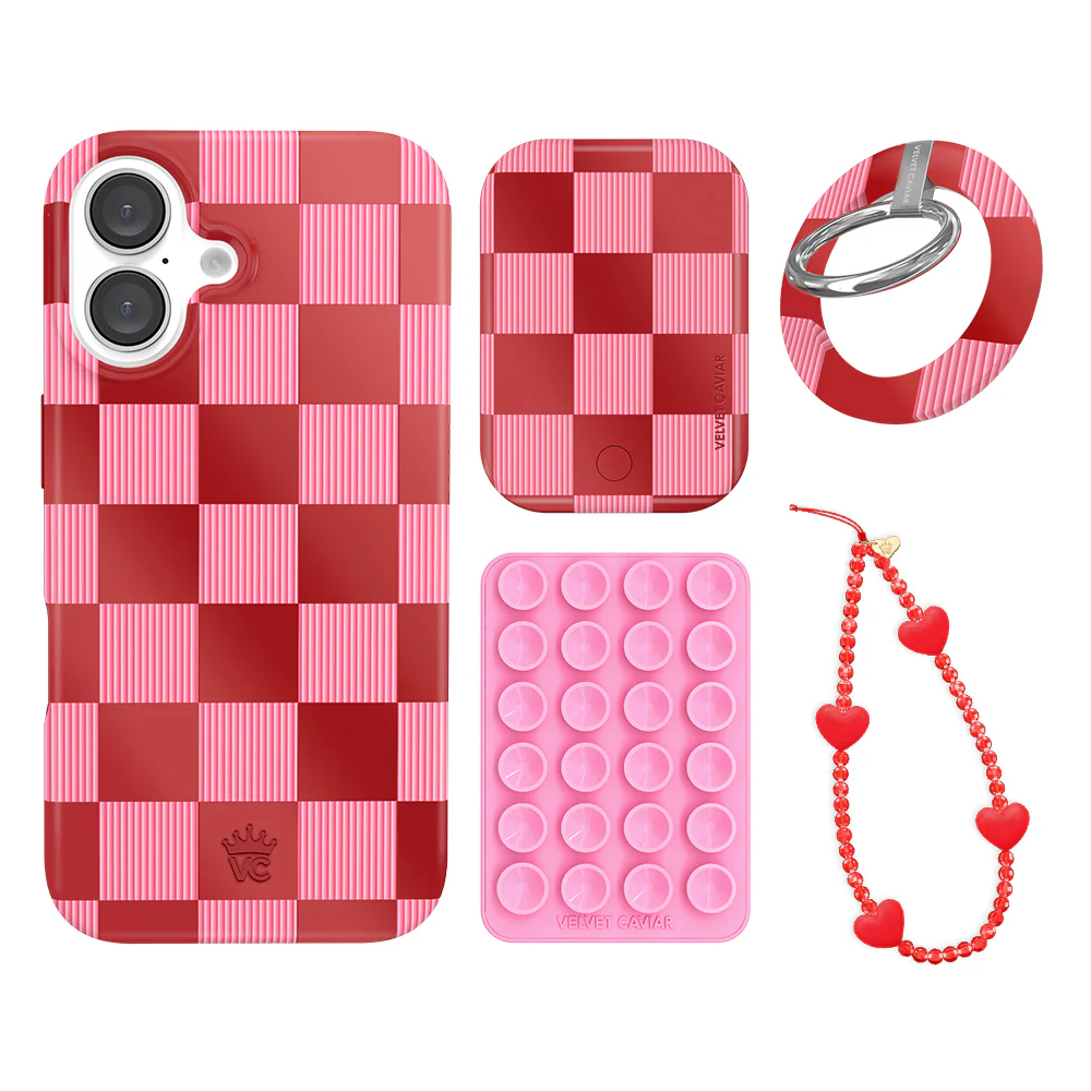 Rose Vibe Checkered iPhone Bundle Set - Grip - Image 20