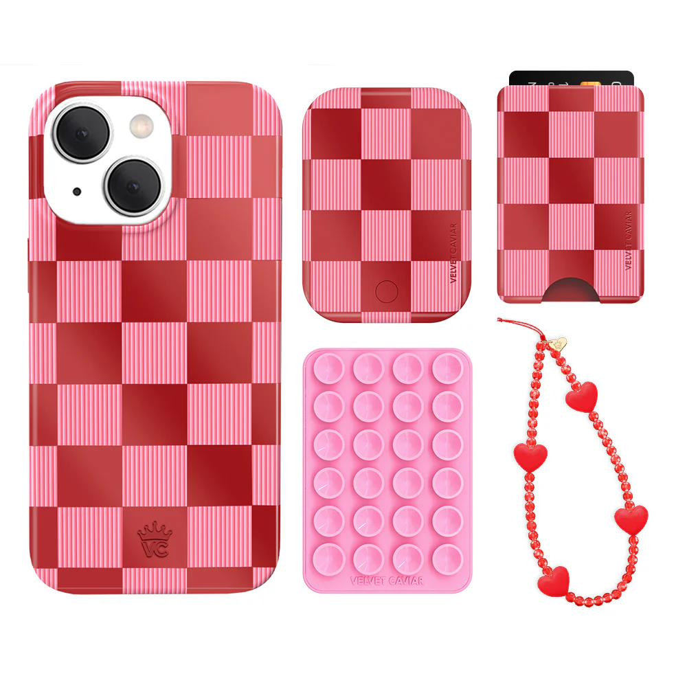Rose Vibe Checkered iPhone Bundle Set - Wallet - Image 13