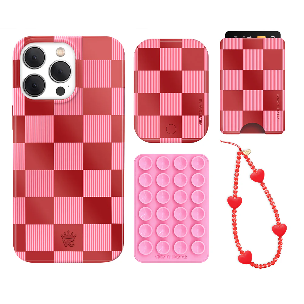 Rose Vibe Checkered iPhone Bundle Set - Wallet - Image 15