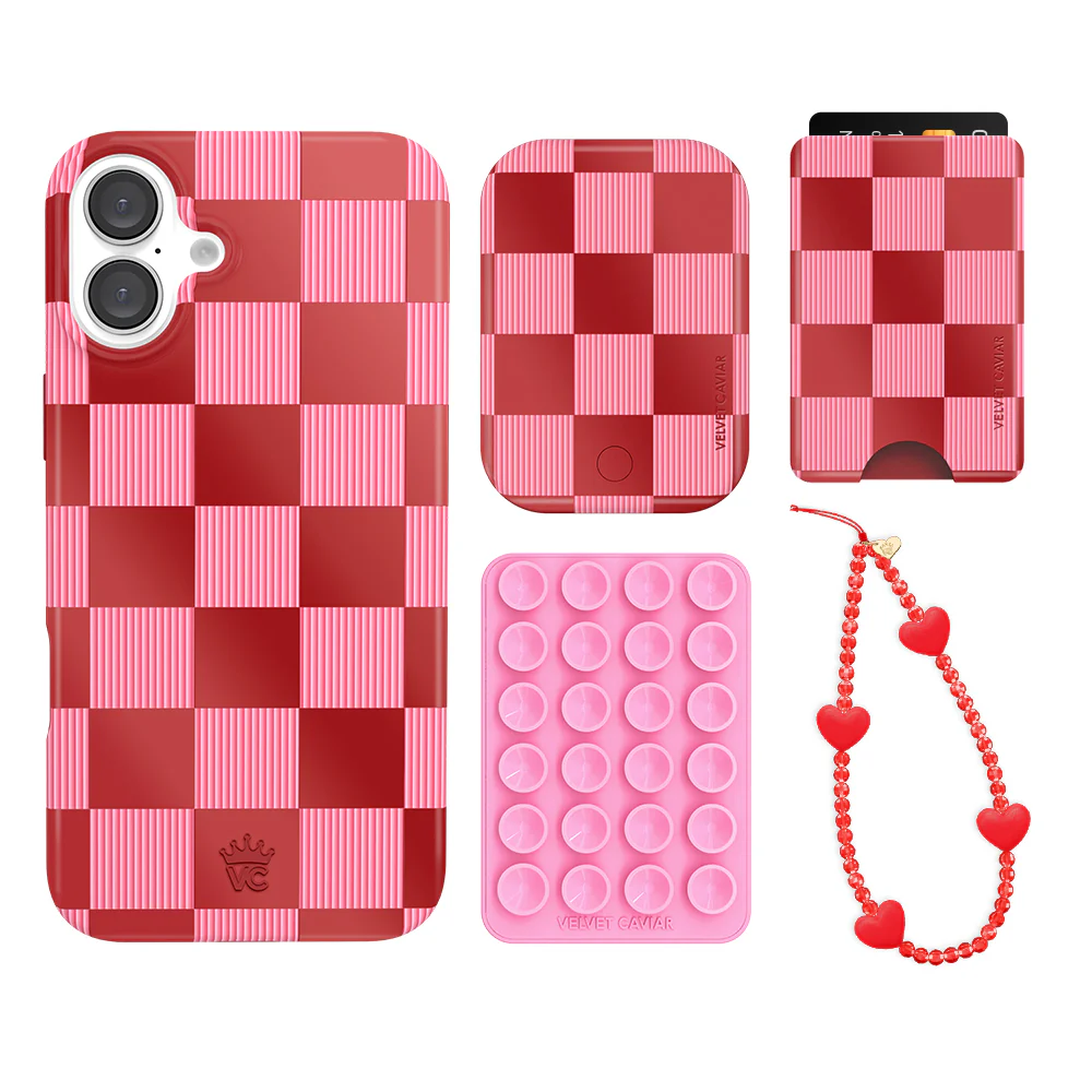Rose Vibe Checkered iPhone Bundle Set - Wallet - Image 17