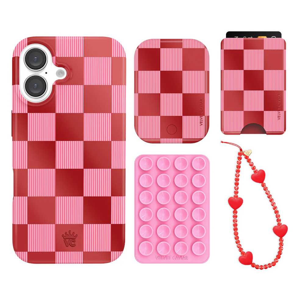 Rose Vibe Checkered iPhone Bundle Set - Wallet - Image 20