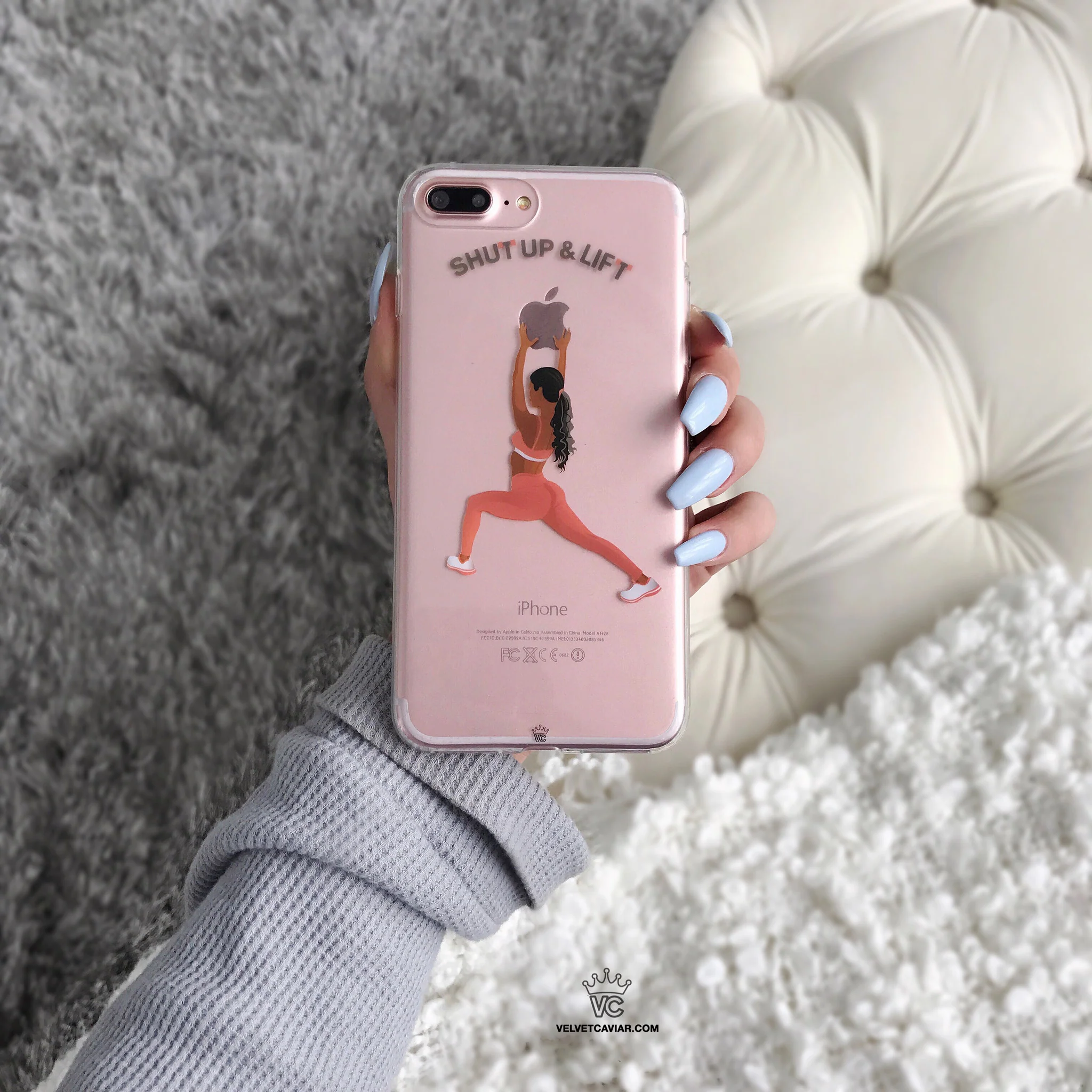 Shut Up & Lift iPhone Case Black Hair Pink Pants - Image 2