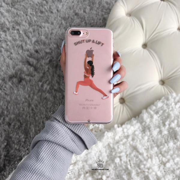 Shut Up & Lift iPhone Case Black Hair Pink Pants - Image 20