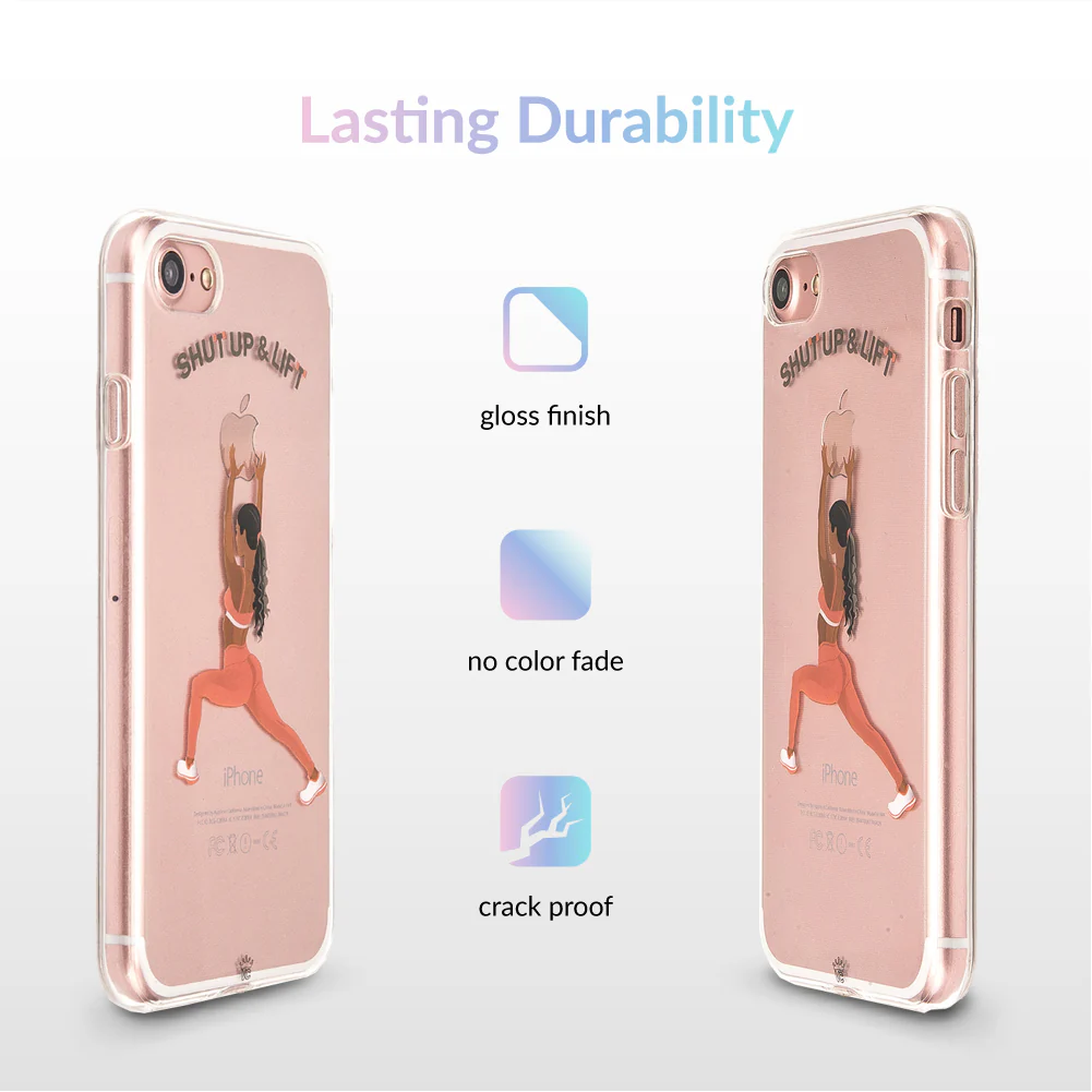 Shut Up & Lift iPhone Case Black Hair Pink Pants - Image 5