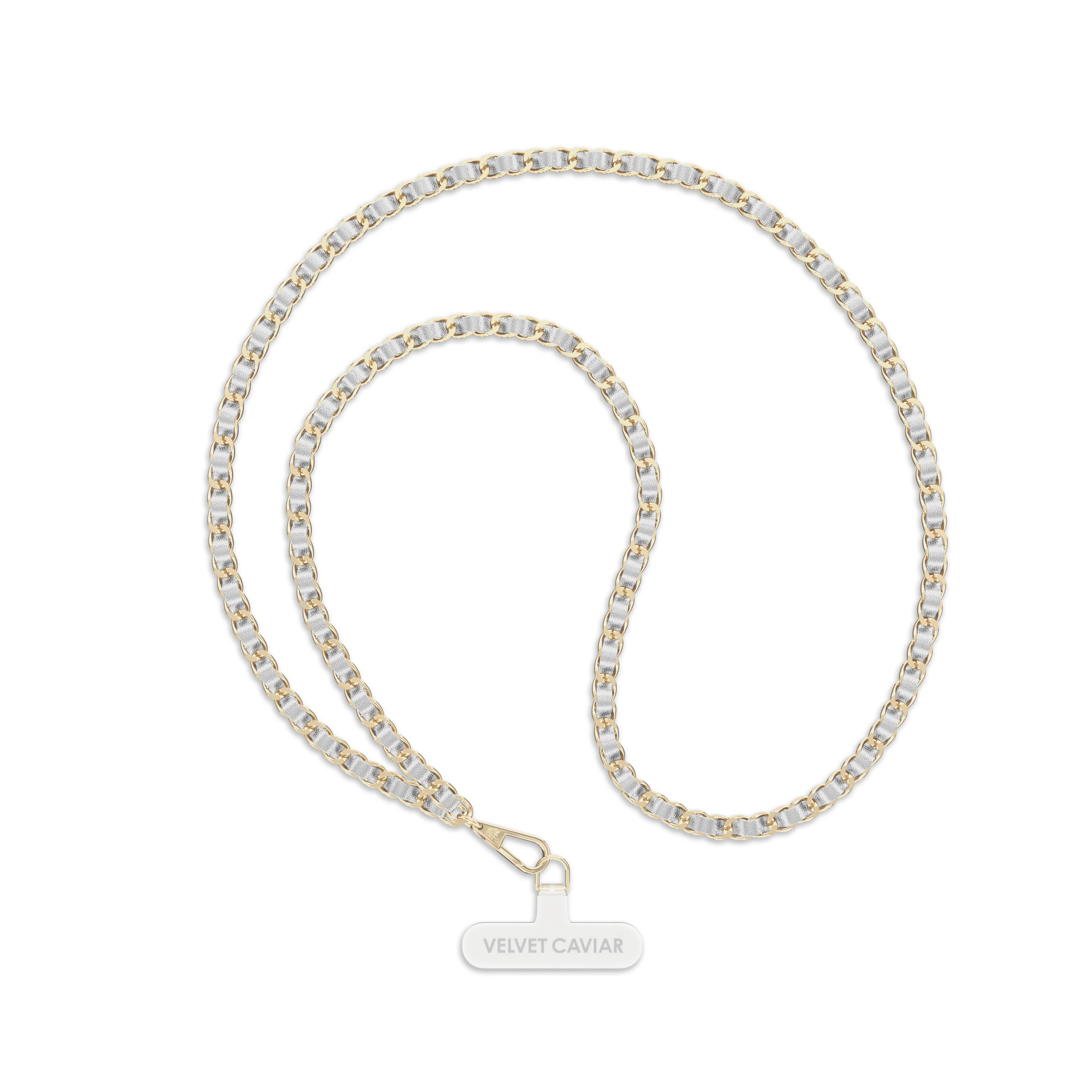 Silver Leather Chain Phone Crossbody Strap - Image 2