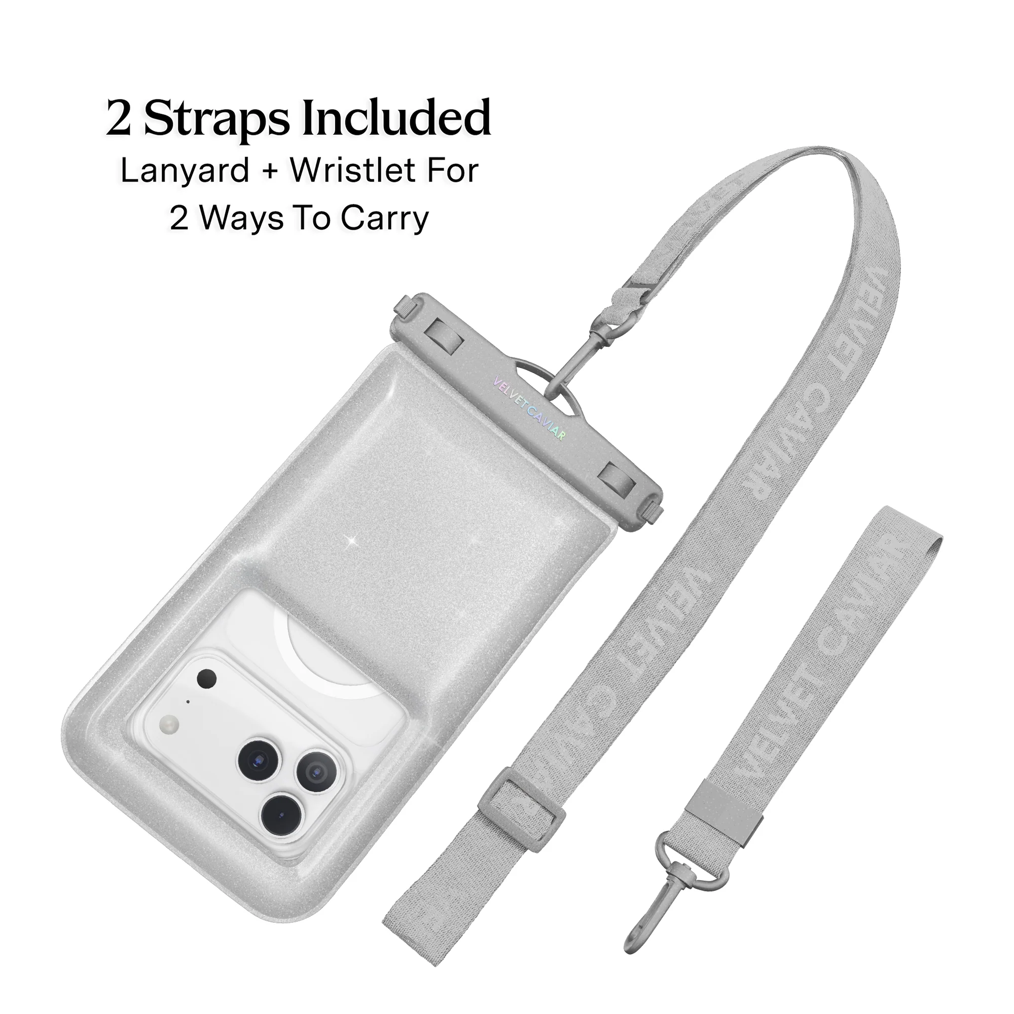 Silver Stardust Glitter Waterproof Floating Phone Pouch - Image 4