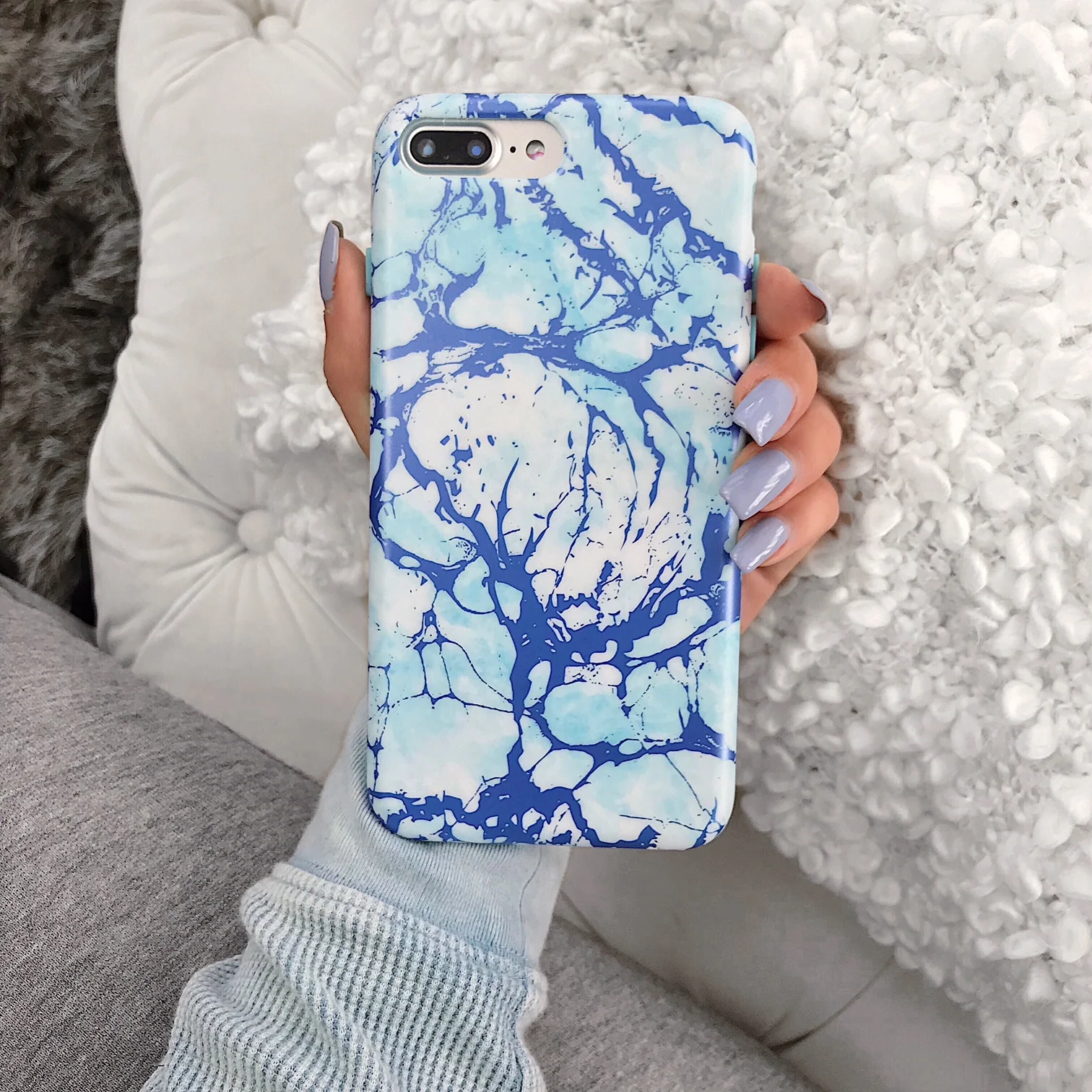 Ocean Blue Chrome Marble iPhone Case - Image 23