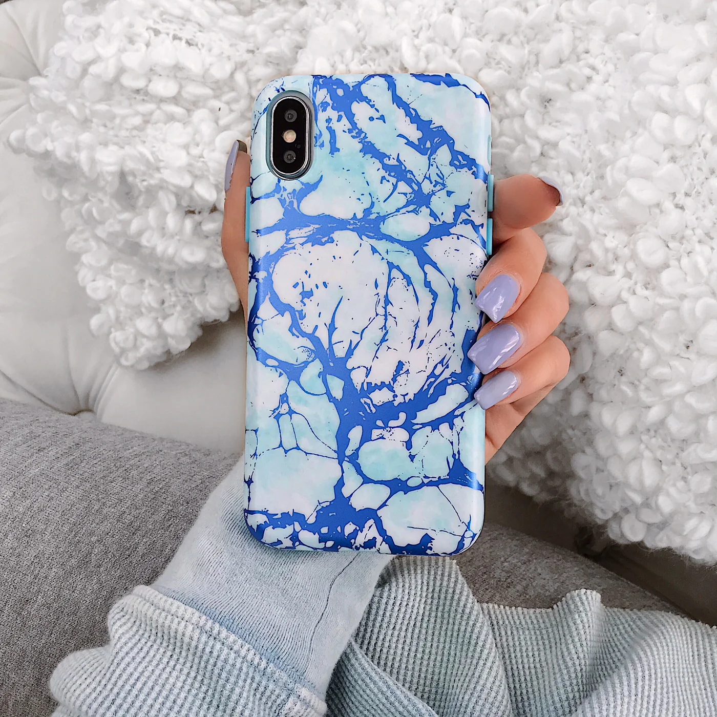 Ocean Blue Chrome Marble iPhone Case - Image 30