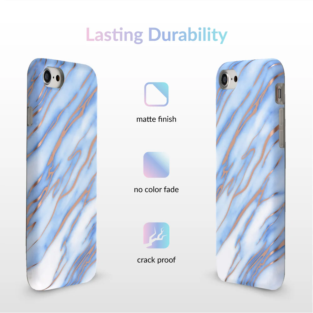 Sky Blue Rose Gold Chrome Marble iPhone case - Image 13
