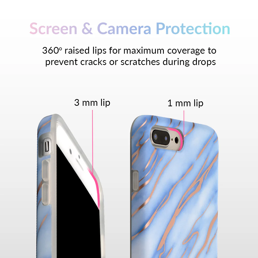 Sky Blue Rose Gold Chrome Marble iPhone case - Image 25