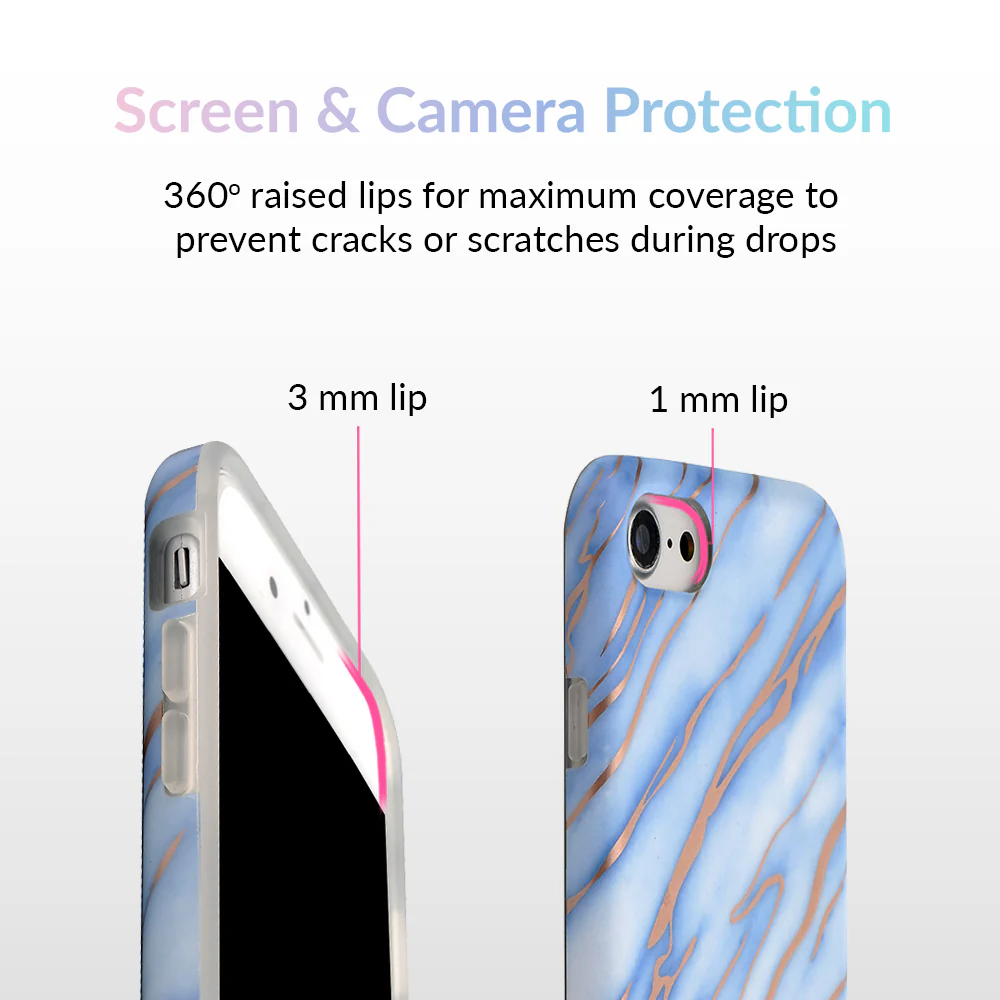 Sky Blue Rose Gold Chrome Marble iPhone case - Image 4