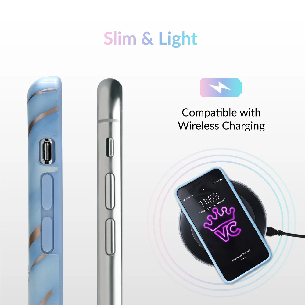 Sky Blue Rose Gold Chrome Marble iPhone case - Image 46