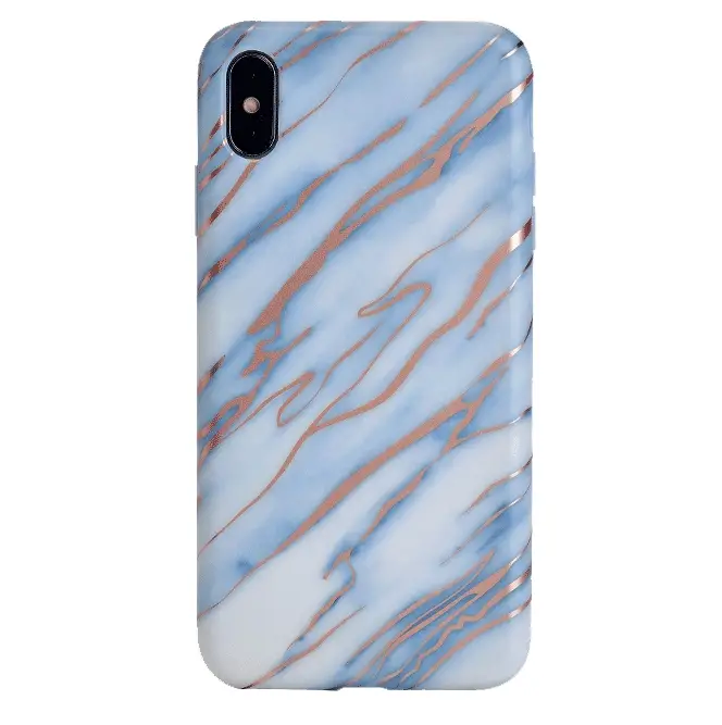 Sky Blue Rose Gold Chrome Marble iPhone case - Image 48