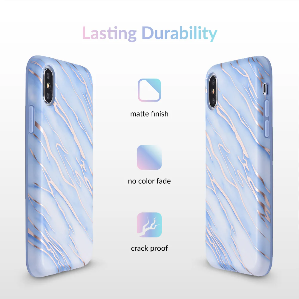 Sky Blue Rose Gold Chrome Marble iPhone case - Image 52