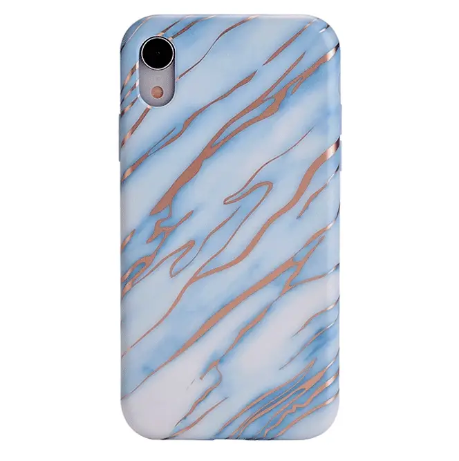 Sky Blue Rose Gold Chrome Marble iPhone case - Image 55