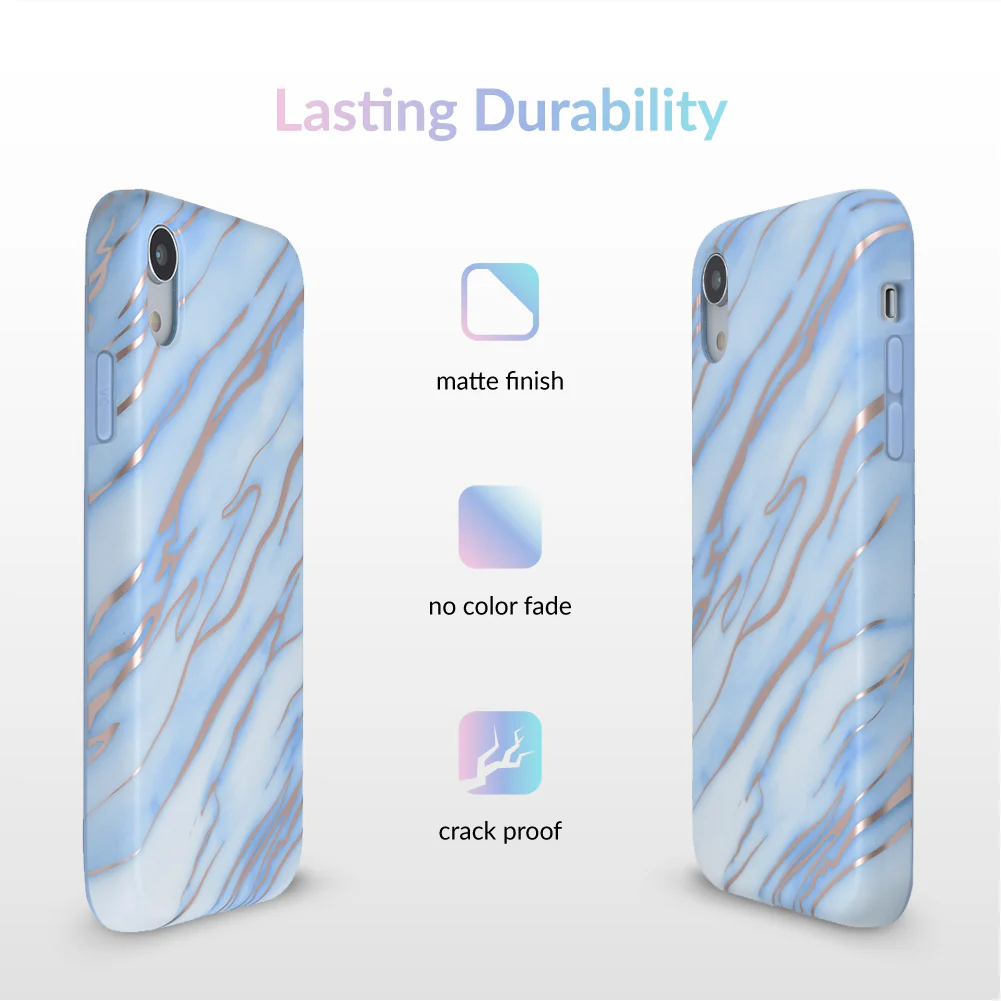 Sky Blue Rose Gold Chrome Marble iPhone case - Image 59