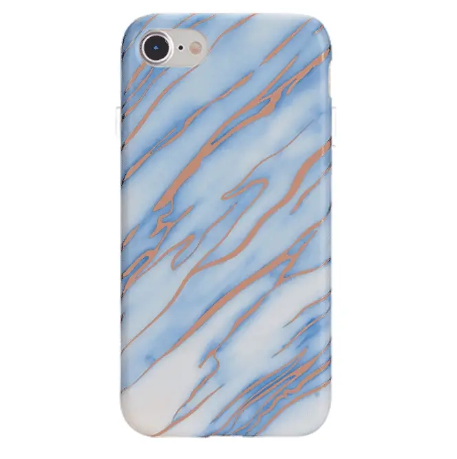Sky Blue Rose Gold Chrome Marble iPhone case - Image 9