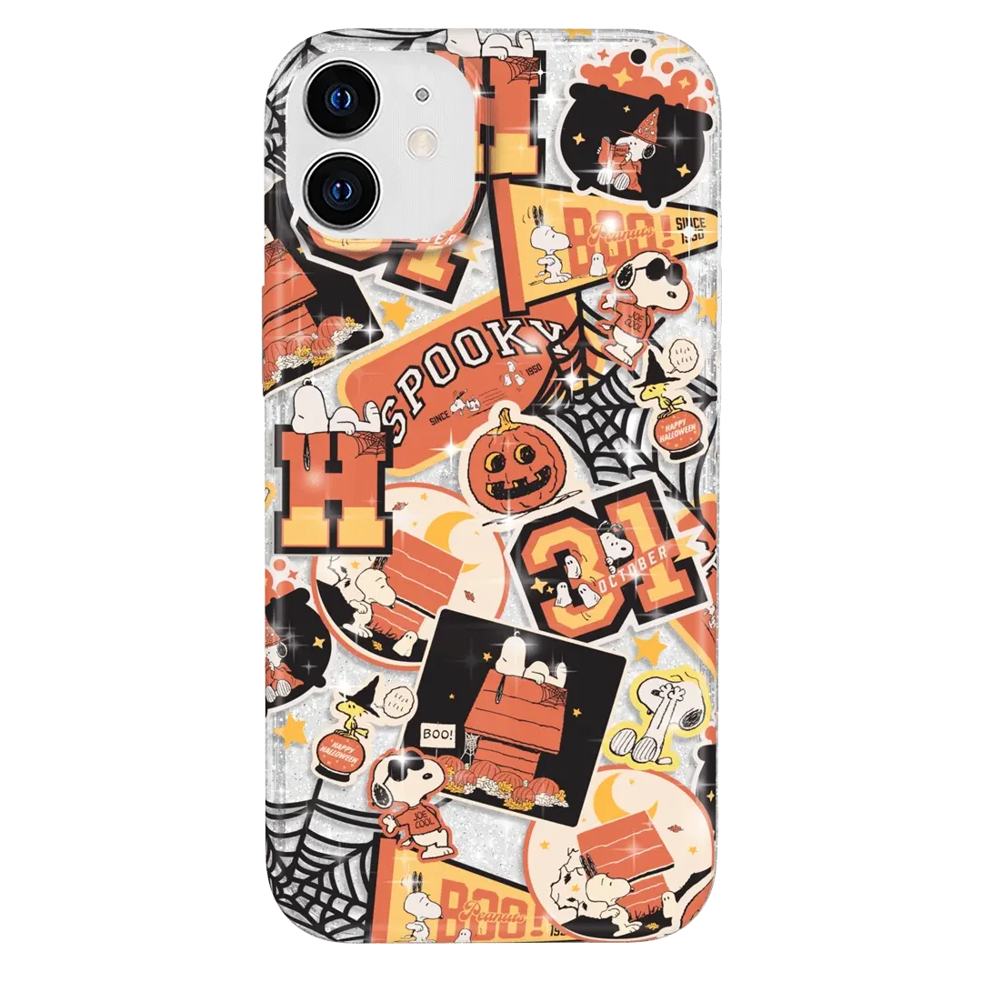 Snoopy Halloween Varsity Glitter iPhone Case - Image 106