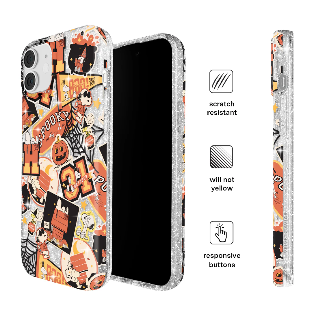 Snoopy Halloween Varsity Glitter iPhone Case - Image 110