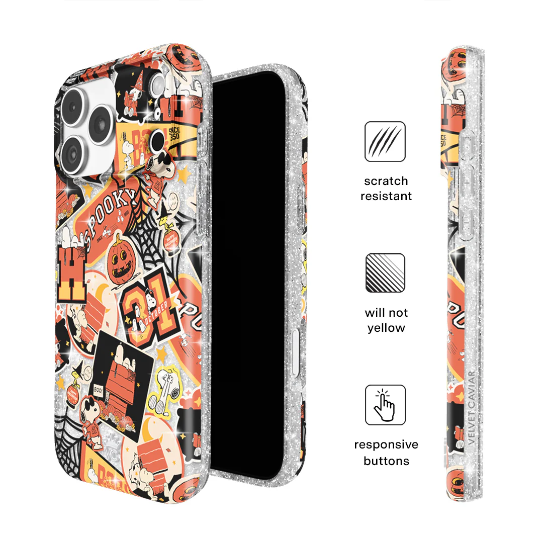 Snoopy Halloween Varsity Glitter iPhone Case - Image 125
