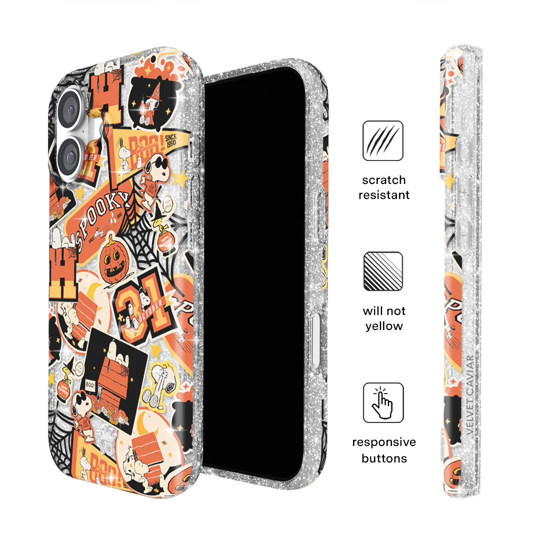 Snoopy Halloween Varsity Glitter iPhone Case - Image 130