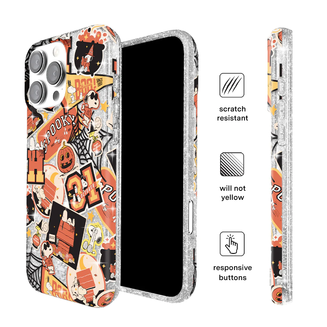 Snoopy Halloween Varsity Glitter iPhone Case - Image 15
