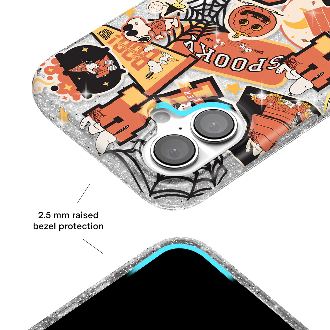 Snoopy Halloween Varsity Glitter iPhone Case - Image 2