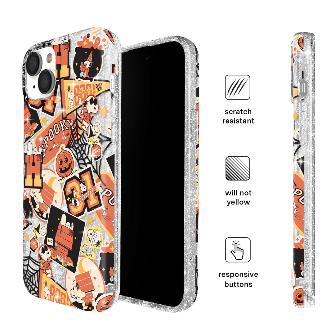 Snoopy Halloween Varsity Glitter iPhone Case - Image 25