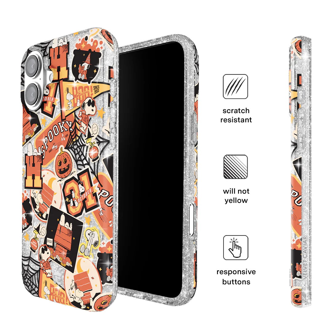 Snoopy Halloween Varsity Glitter iPhone Case - Image 5