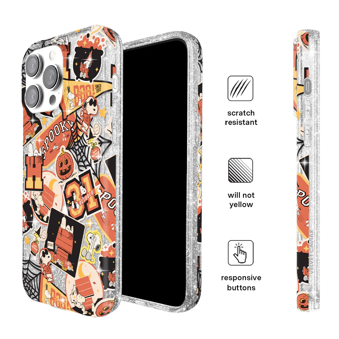 Snoopy Halloween Varsity Glitter iPhone Case - Image 75