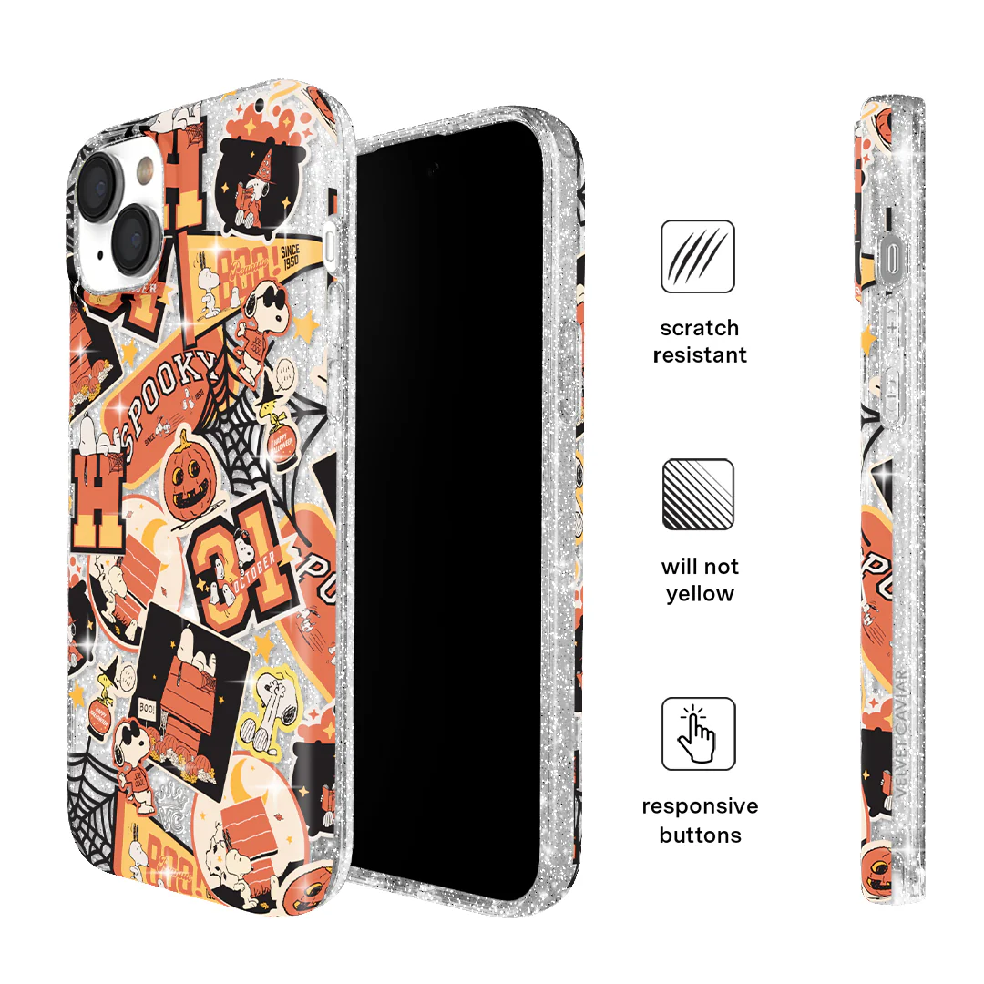 Snoopy Halloween Varsity Glitter iPhone Case - Image 95