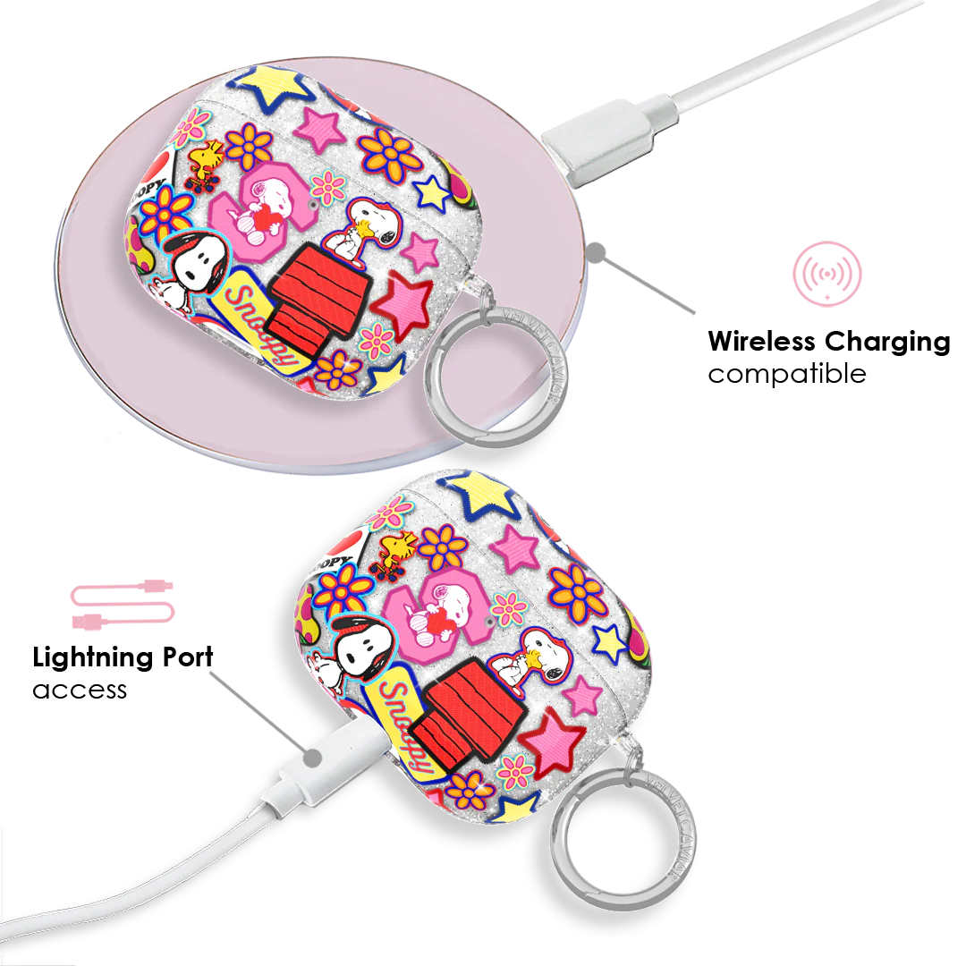 Snoopy Patchwork Glitter AirPod Case - Image 14