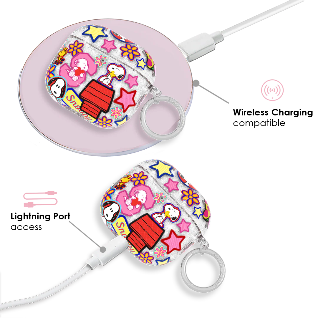 Snoopy Patchwork Glitter AirPod Case - Image 19